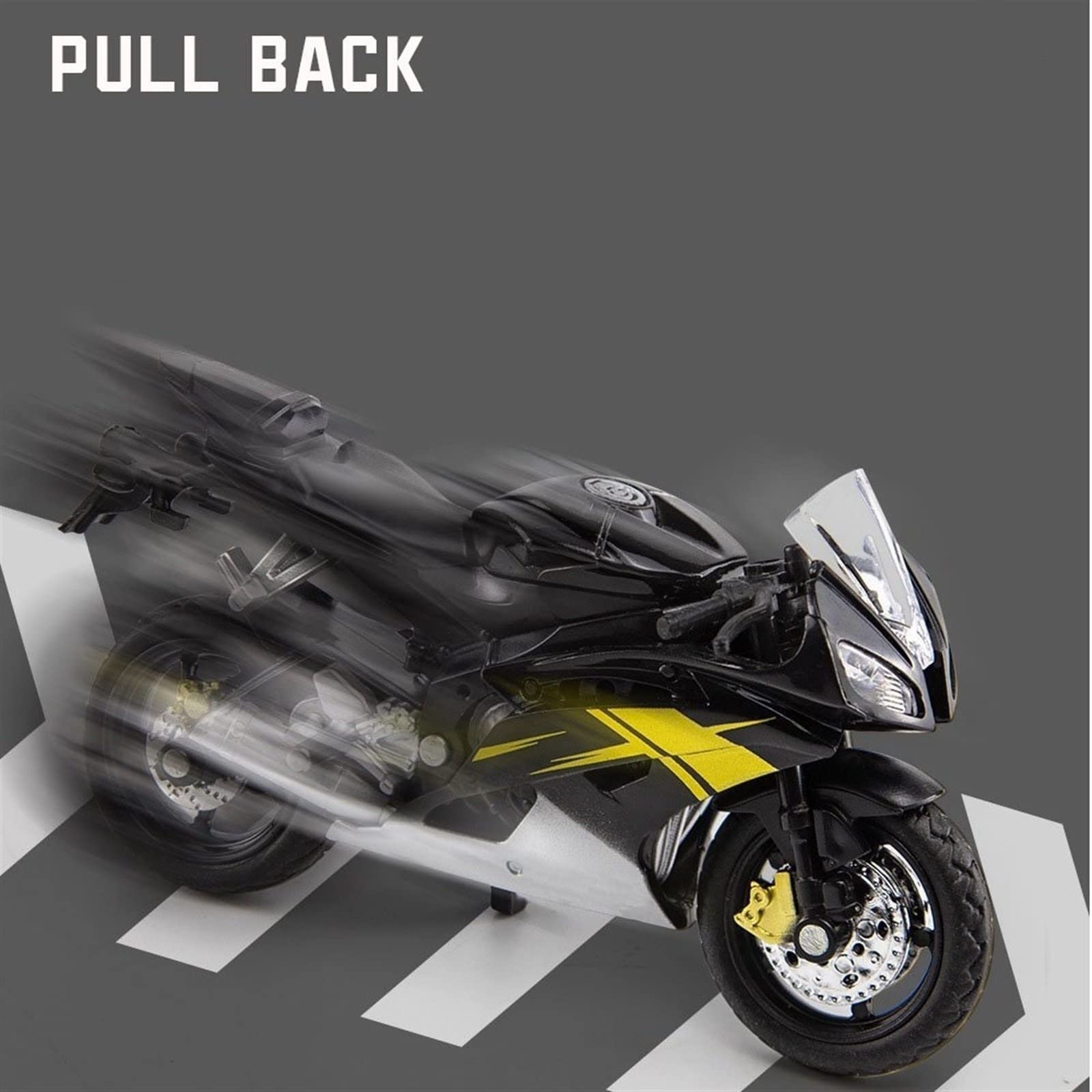1/18 Scale Yamaha R6 Alloy Motorcycle Model Kit - Diecast Collectible Toy for Boys, Kids Birthday Gift - Black - Perfect for Display, Racing Enthusiasts & Car Collection Lovers