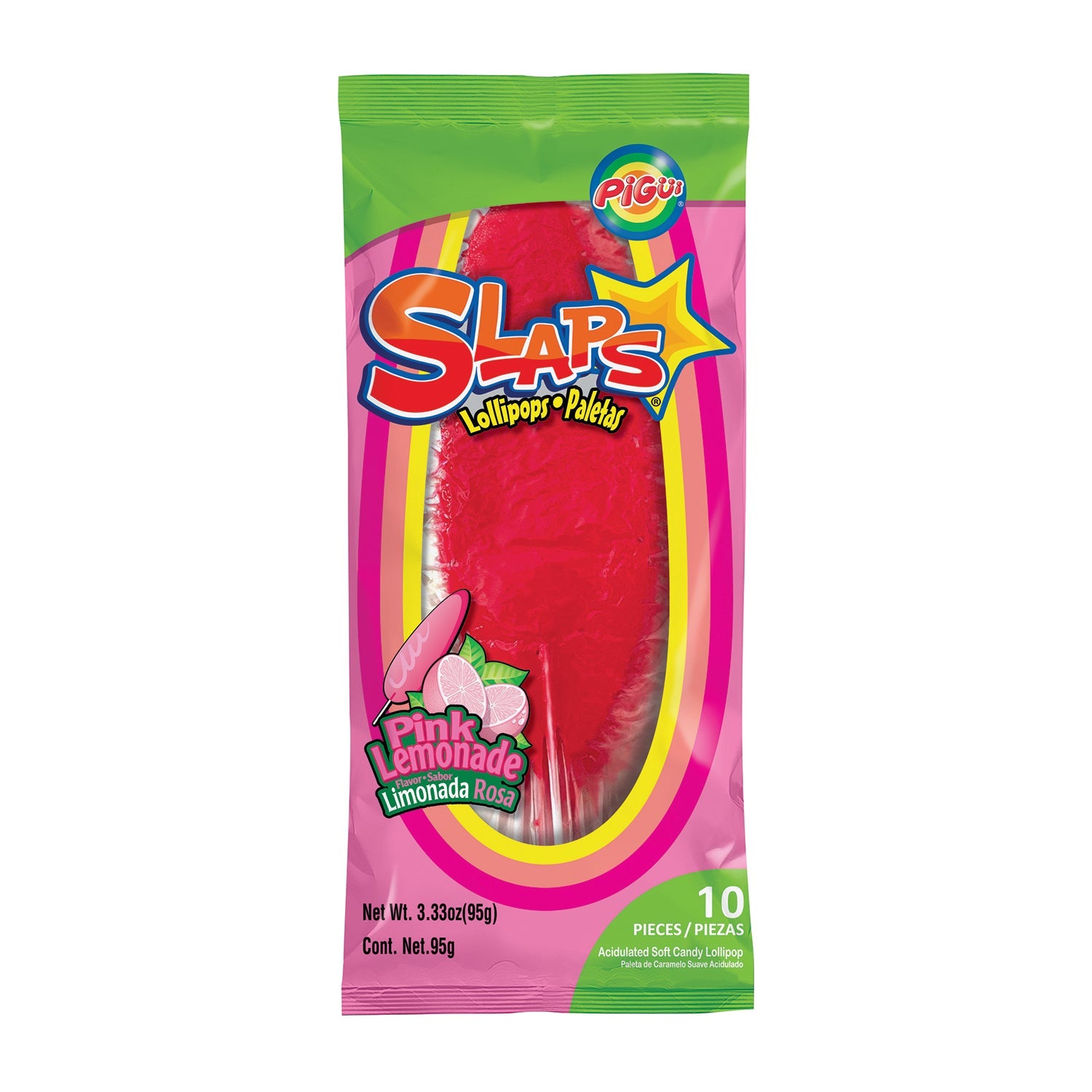 Pigui Cachetada Pink Lemonade Candy - Sour & Sweet Flavor, 10ct Bag - Perfect for Parties, Snacks & Gifts