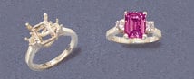 14K Gold or Sterling Silver 9x7mm Emerald Cut Pre-Notched Blank Ring Size 7 Setting - Perfect for Engagement Rings, Wedding Bands & Jewelry Making
