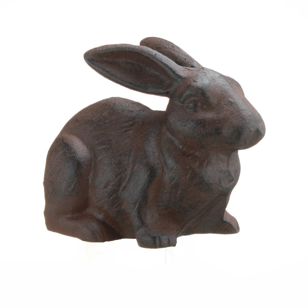 Handmade Full-Bodied Cast Iron Rabbit Garden Statue - Rustic Outdoor Decor for Lawn, Patio & Flower Beds | INsideOUT
