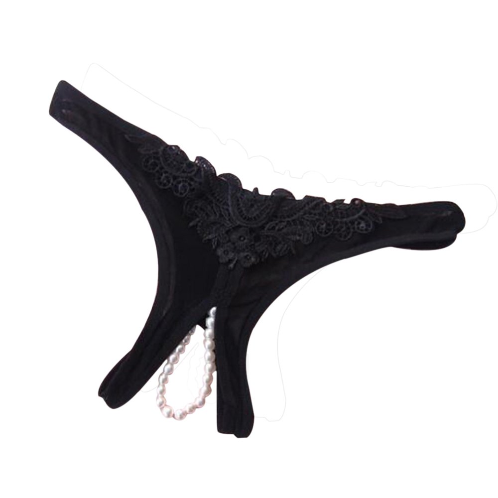 Sexy Lace Lingerie for Women - Open Crotch G-String Thong with Pearl Massage | Perfect for Valentine's Day, Honeymoon & Romantic Nights