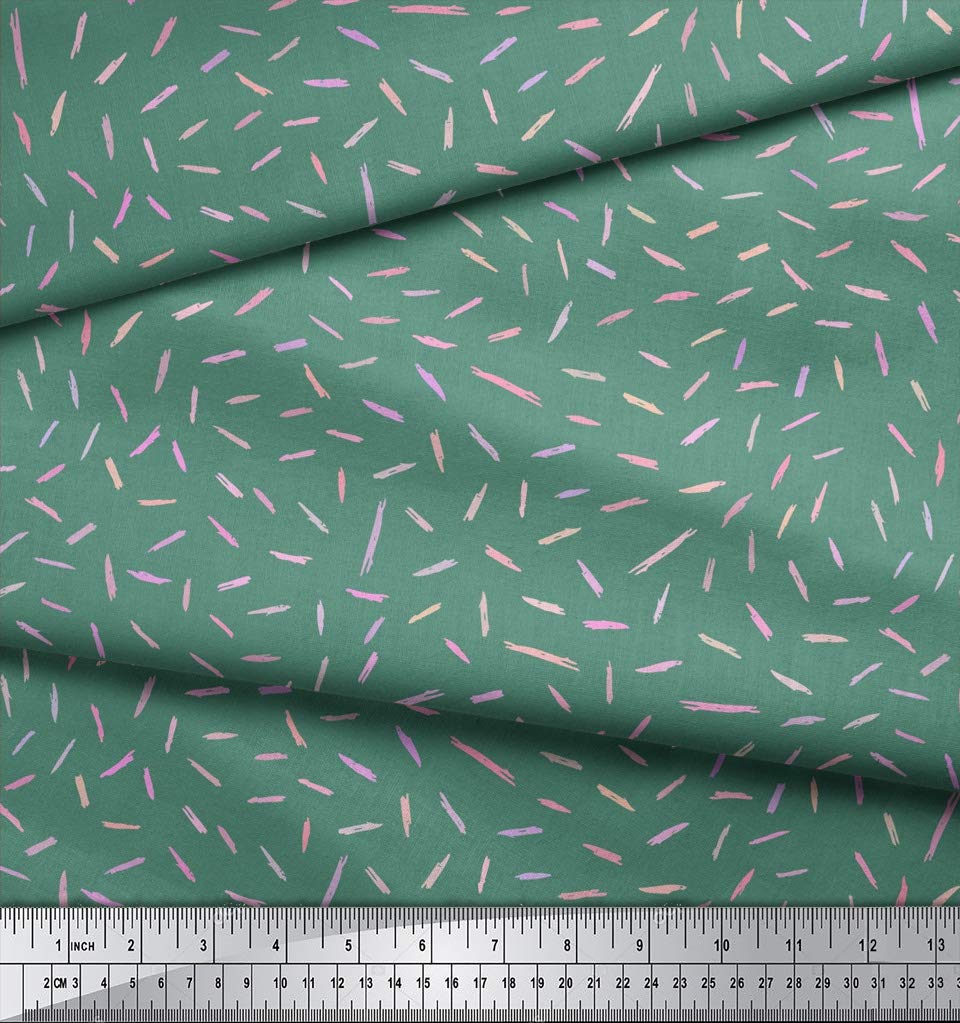 Soimoi Moss Green Georgette Fabric by The Yard - 42 Inch Wide - Brush Stroke Abstract Printed Textile for Dresses, Scarves & Home Decor - Artistic & Expressive Design for Fashion & Interior Design Projects
