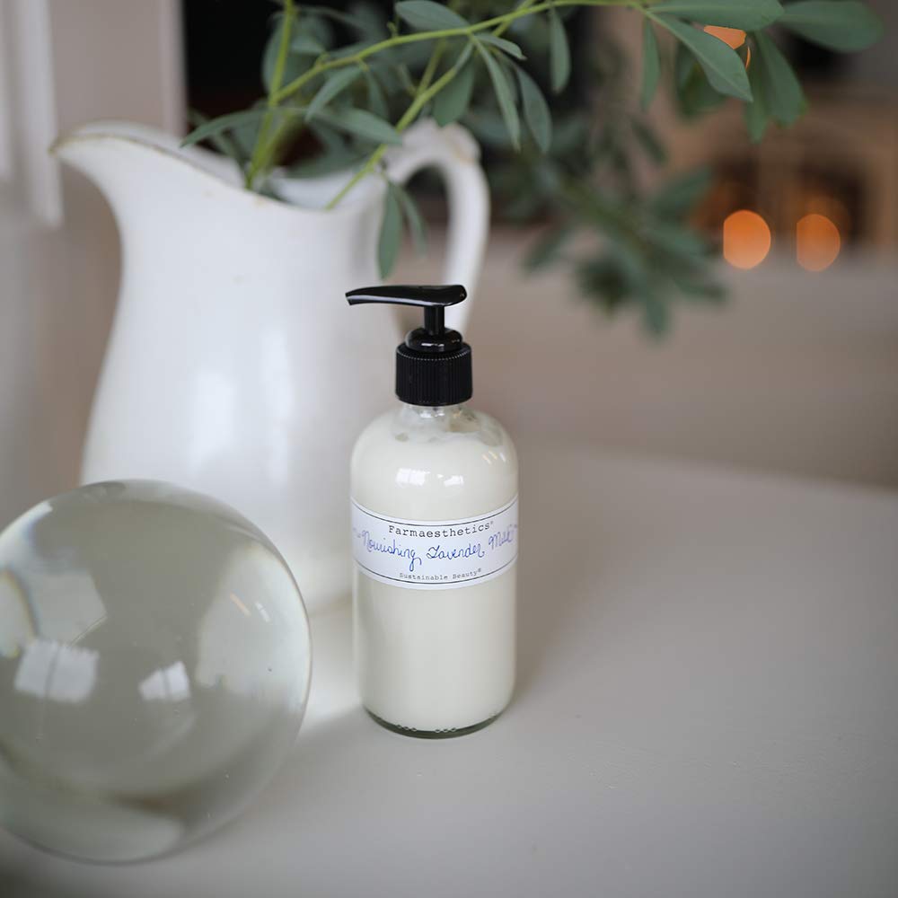 Farmaesthetics Nourishing Lavender Milk Face & Body Lotion 8oz - Organic, All Natural Skincare for Dry Skin | Vegan, Cruelty-Free, Small Batch | Perfect for Daily Hydration & Nighttime Routine