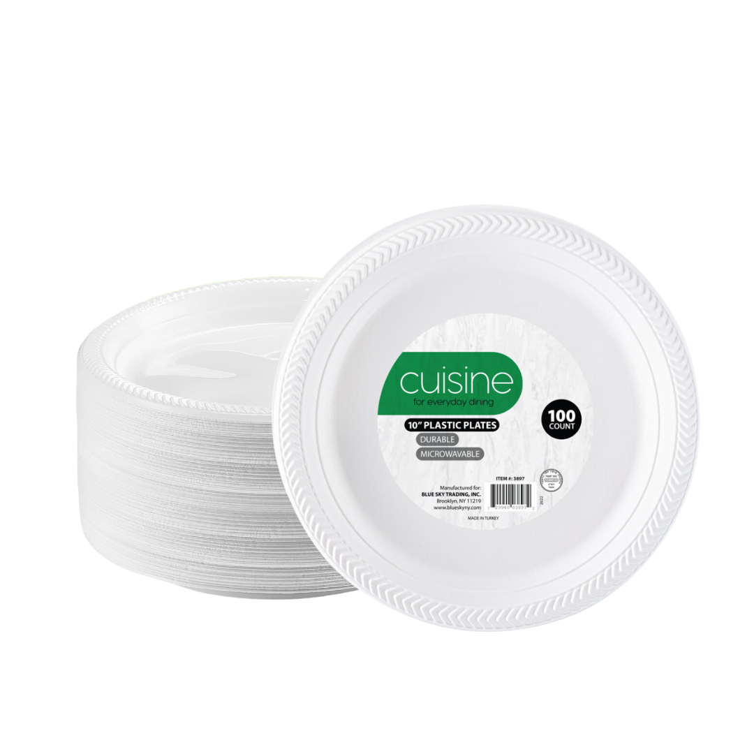 10 Inch White Round Plastic Dinner Plates - Set of 6, Durable BPA-Free Melamine Plates for Everyday Use, Restaurants & Outdoor Dining - Dishwasher Safe Dinnerware for Home, Picnics & Parties