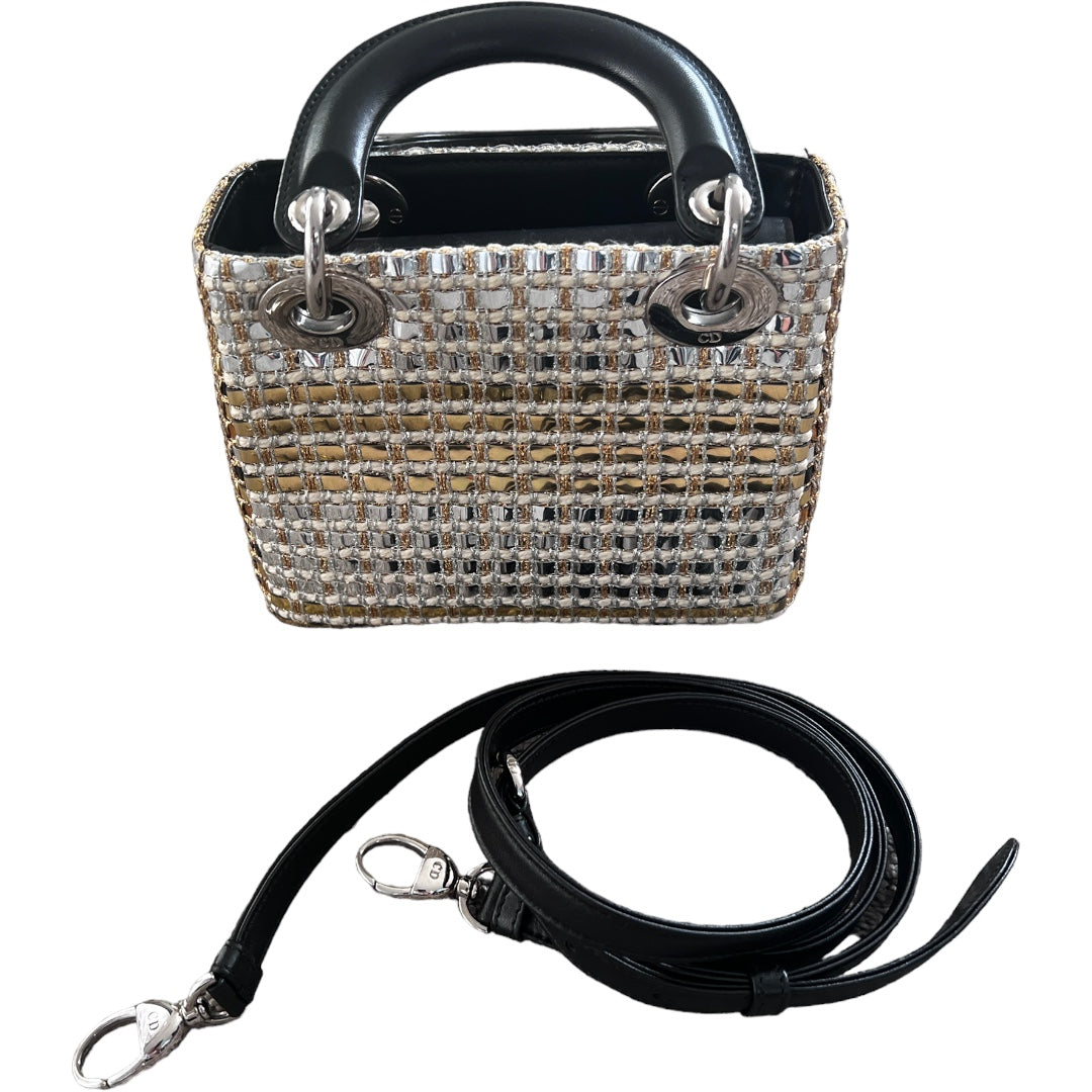 Mini Lady Dior Gold & Silver Woven Handbag - Elegant Crossbody Purse for Women | Perfect for Parties, Weddings & Evening Events