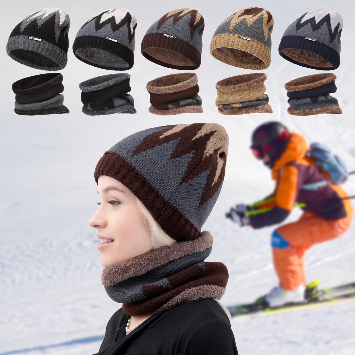 Warm Winter Beanie Hat & Scarf Set - Fleece Lined Knit Skull Cap & Neck Warmer for Men & Women - Perfect for Skiing, Snowboarding & Cold Weather Activities