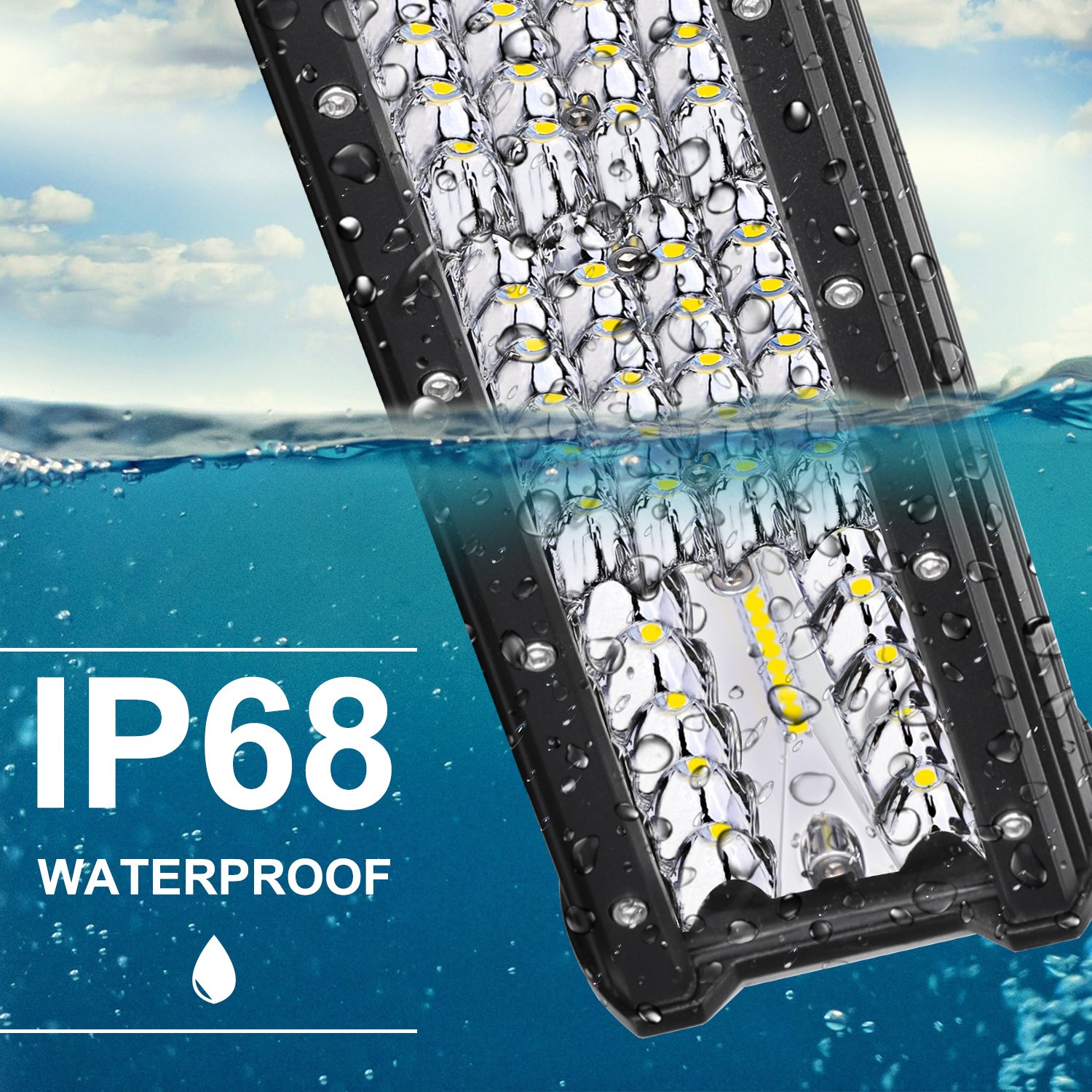 15 Inch 320W LED Light Bar - Quad Row Off Road Driving Lights, Flood Spot Combo for Trucks, ATV, UTV, Marine Boat | Waterproof Work Light with 2 Year Warranty | Perfect for Night Off-Roading, Camping & Emergency Lighting