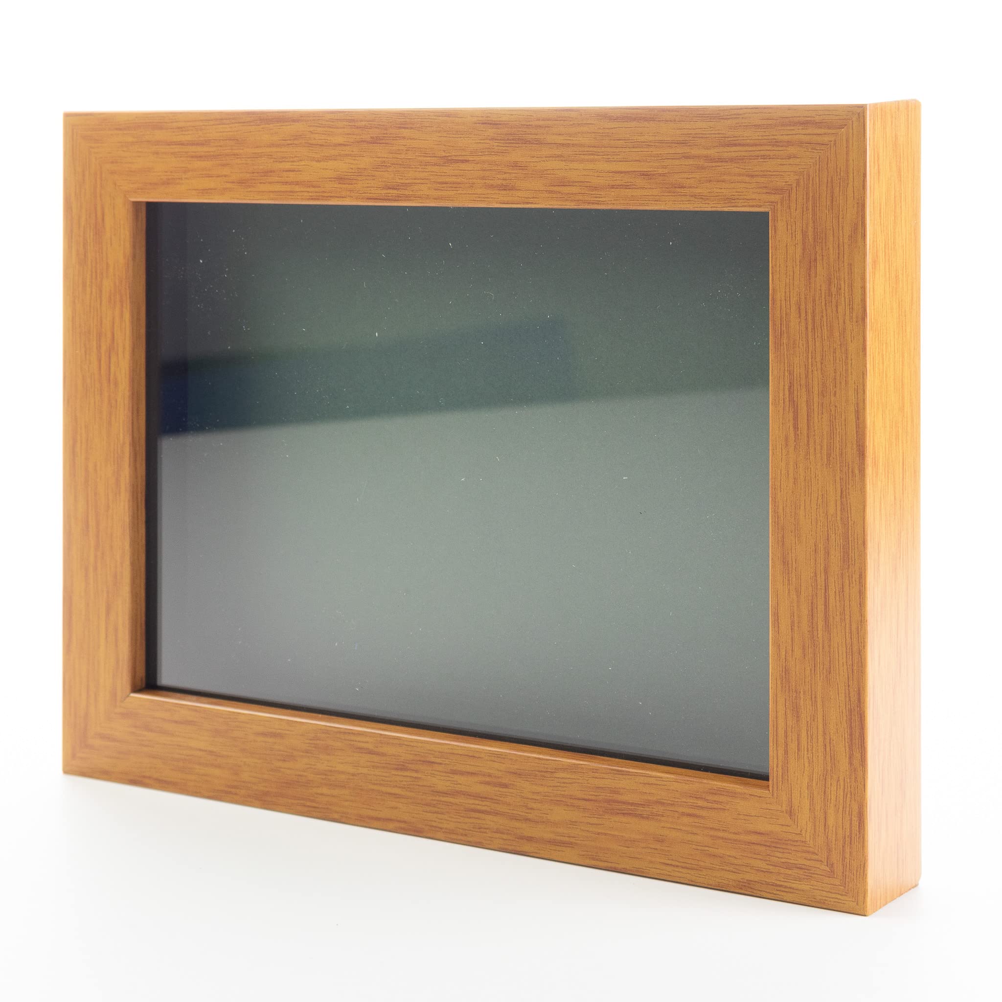 Honey Pecan 20x24 Wooden Shadow Box Display Frame - Acid-Free Green Backing & UV Protective Acrylic - 3/4