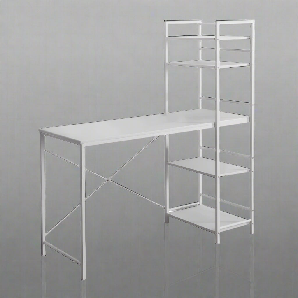 4 FT Home Office Writing Desk with Storage - White & Gray or Espresso & Gray | Modern Computer Desk for Small Spaces | Perfect for Remote Work, Study & Home Office Setup