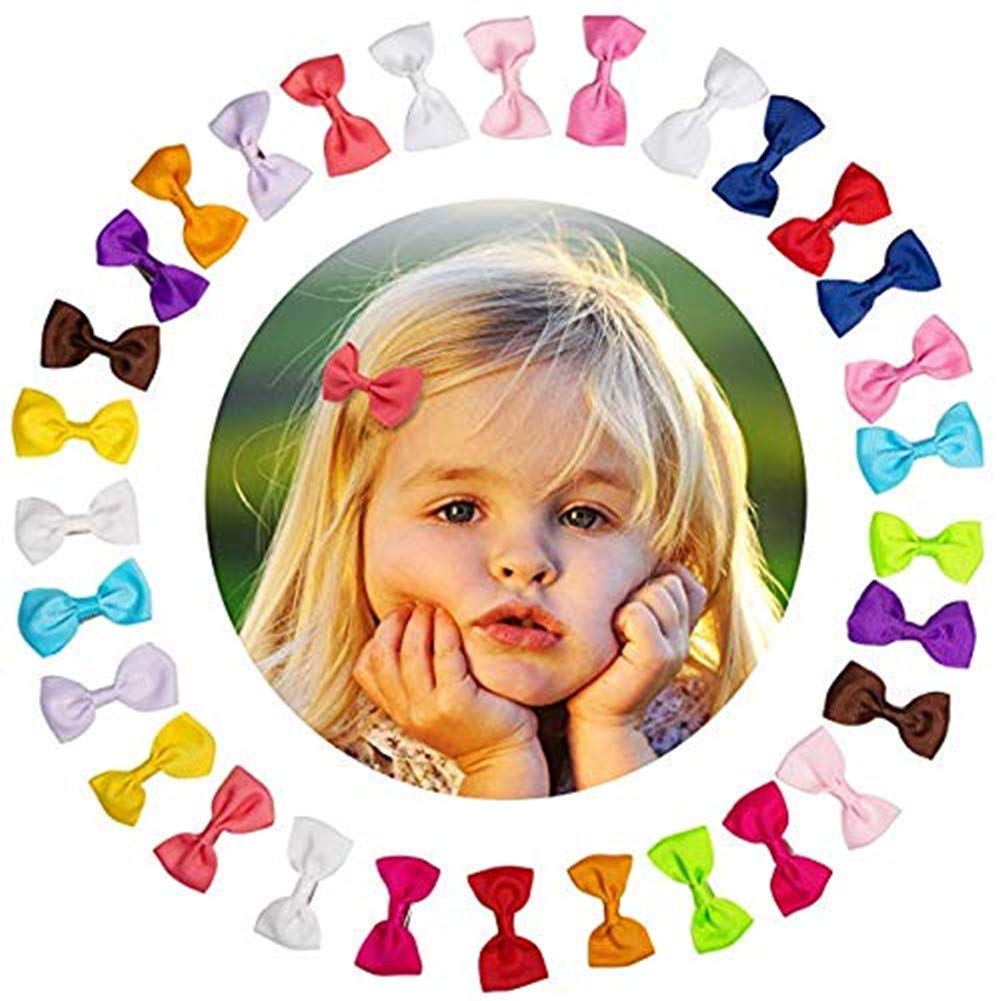 Oyfel 20PCS Mini Hair Bows for Baby Girls - Cute Ribbon Hair Clips with Alligator Clips for Toddlers, Kids & Teens | Perfect for Parties, School & Daily Outfits