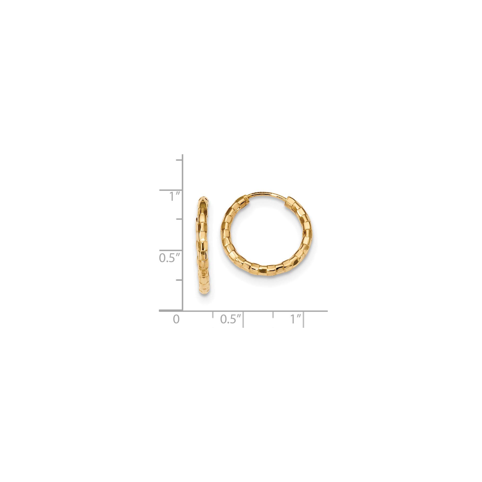 14K Yellow Gold Polished Faceted 2.5mm Hoop Earrings for Women - Elegant Everyday Jewelry for Work, Date Night & Special Occasions