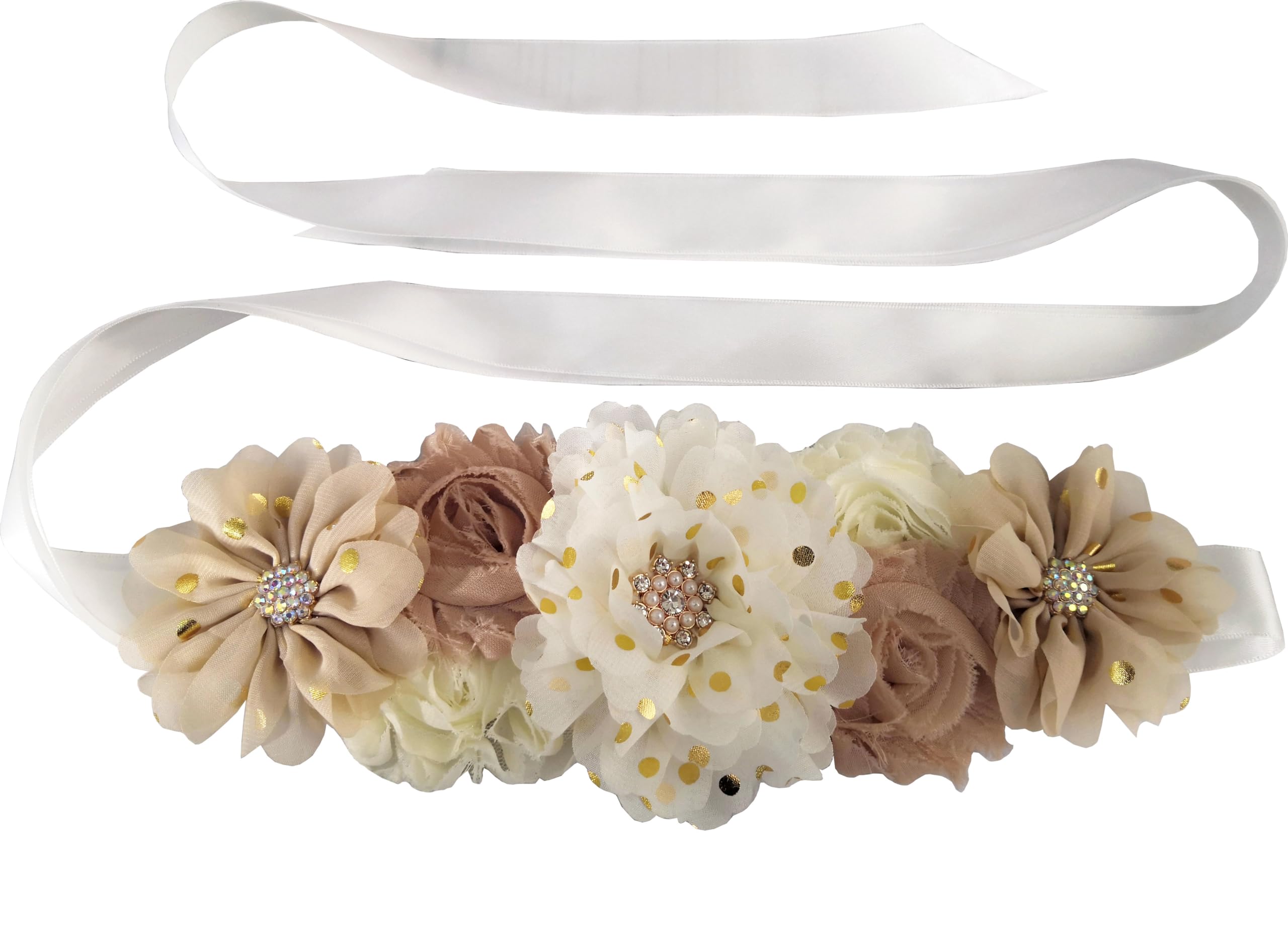 Elegant Floral Sash Belt for Women & Girls - Wedding, Bridesmaid, Maternity, Baby Shower Accessory - Perfect for Dresses, Bridal Gowns & Special Occasions