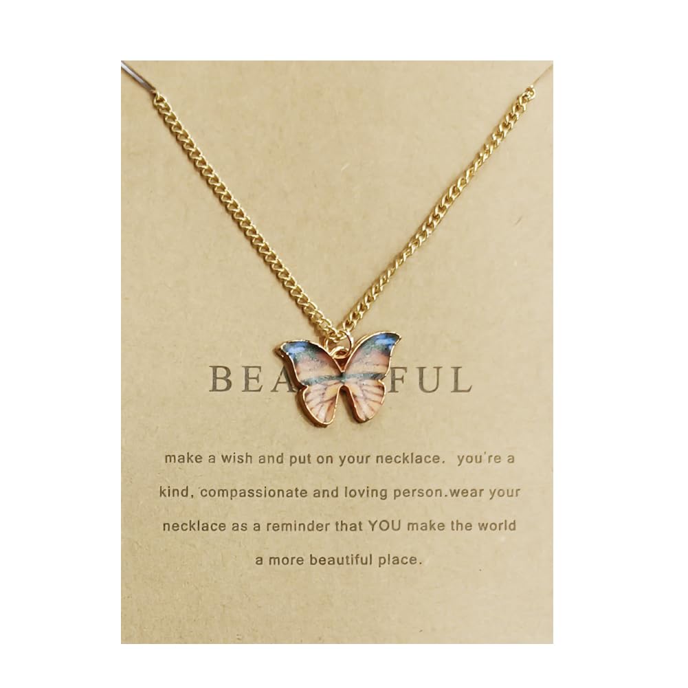 YouBella 5-Piece Gold Plated Butterfly Pendant Necklace Set for Women & Girls - Stylish Jewelry Gift (Multicolor) - Perfect for Birthdays, Anniversaries & Everyday Fashion Accessories (YBNK_50616)