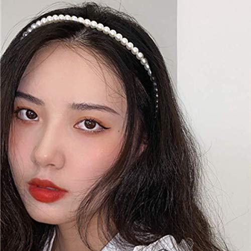 KDDOM 3-Piece White Faux Pearl Rhinestone Headbands for Women & Girls - Elegant Wedding Hair Accessories, Bridal Hair Hoops for Special Occasions & Daily Wear