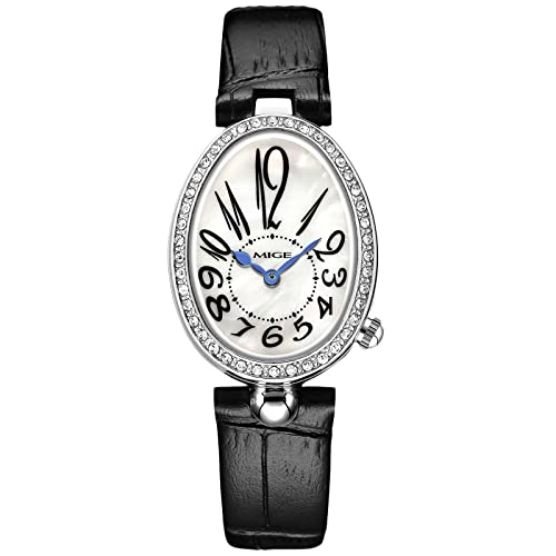 RORIOS Women's Classic Mother of Pearl Analog Quartz Watch with Genuine Leather Strap - Waterproof Diamond Dress Watch for Women - Perfect for Office, Evening Events & Special Occasions