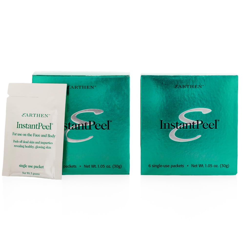 InstantPeel Dead Skin Remover & Exfoliator for Face & Body - Gentle Formula Safe for Sensitive Skin - 6 Packets per Box (2-Pack Value Set) - Perfect for At-Home Spa Days & Pre-Makeup Prep