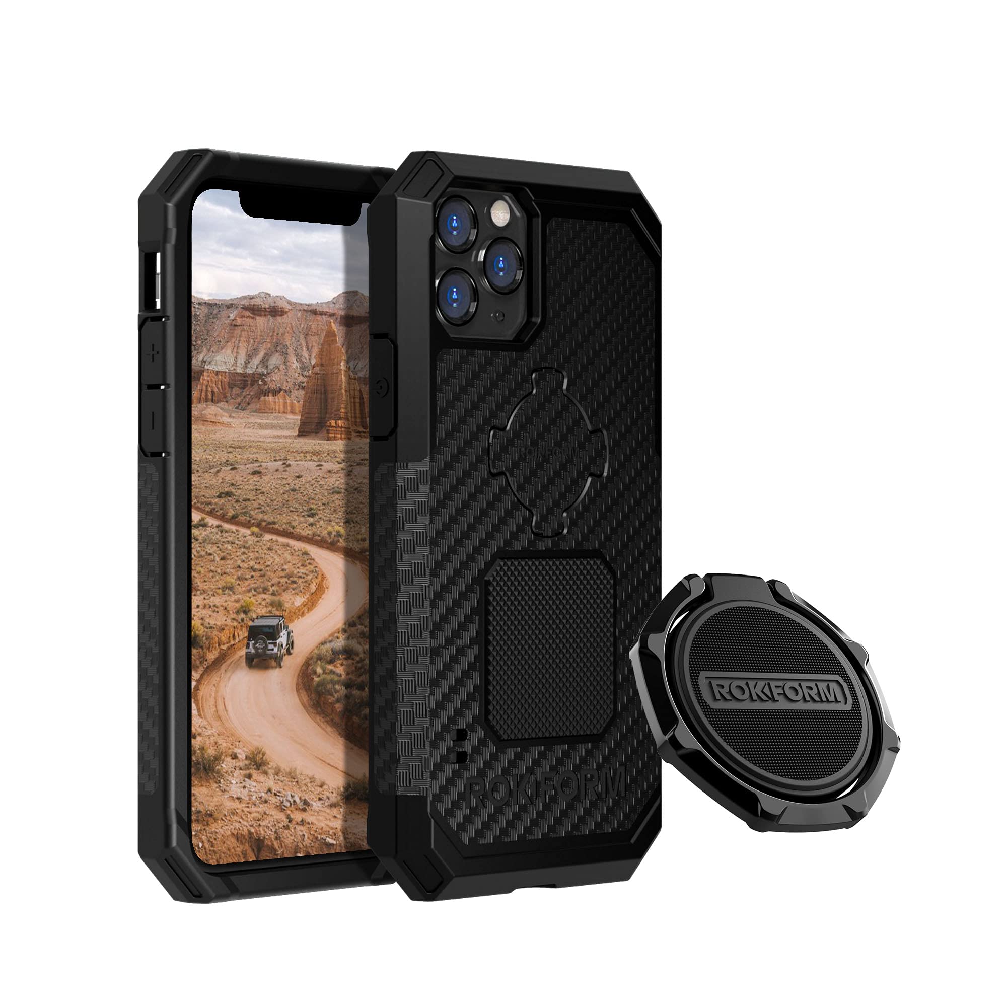 Rokform iPhone 11 Pro Rugged Case with Magnetic Sport Ring Stand & Grip - Durable Protection for Outdoor Adventures & Active Lifestyles