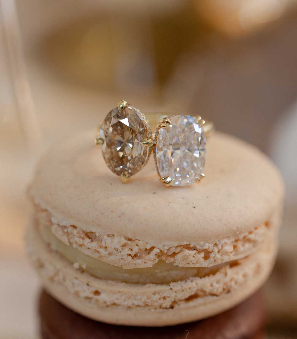 4 Carat Oval Champagne Diamond Engagement Ring for Women - Vintage Style Wedding Band, Promise Ring, Anniversary Gift - Perfect for Proposals, Bridal Jewelry, and Special Occasions