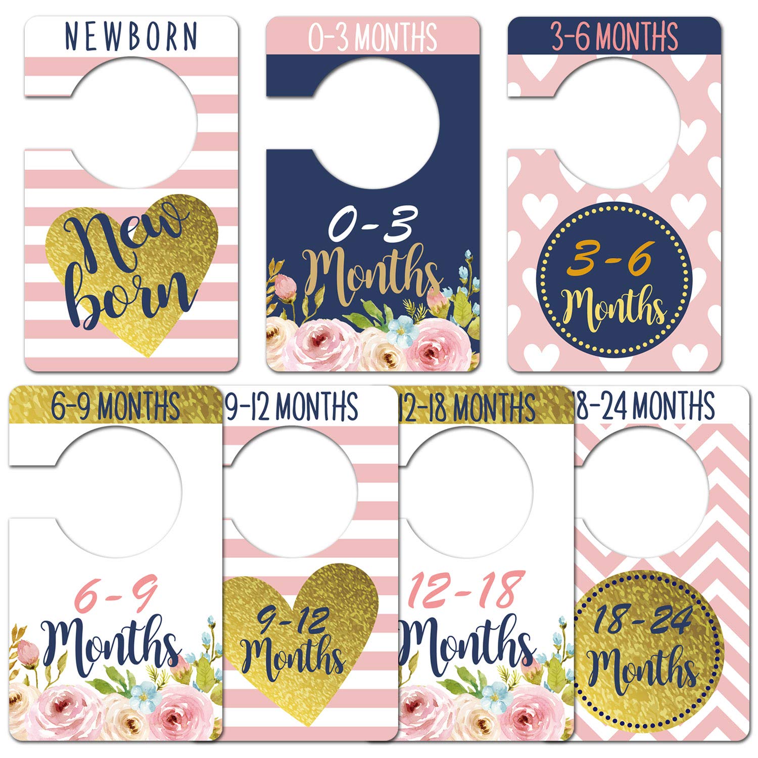 Pink Floral Baby Closet Organizer Dividers for Girls - Newborn to 24 Months Size & Age Wardrobe Hangers - Perfect for Baby Showers, Nursery Organization & Clothes Sorting