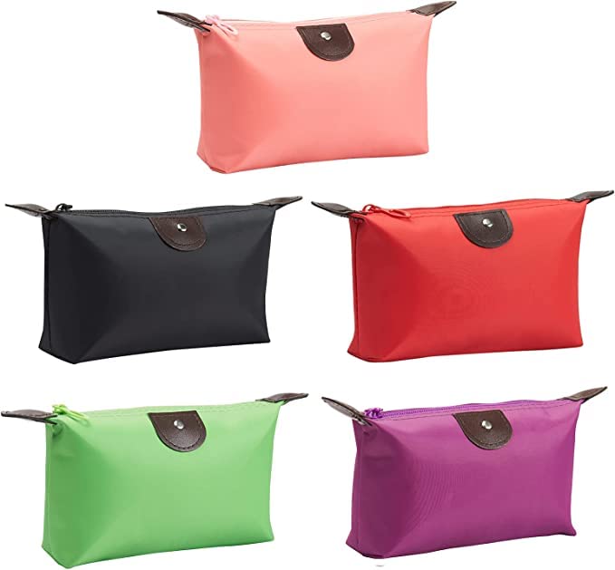 Trexee 5-Piece Small Makeup Bags Set - Waterproof Cosmetic Organizer Pouch with Zipper for Purse, Travel, Gym & Daily Use - Multicolor Travel Accessories for Women & Teens