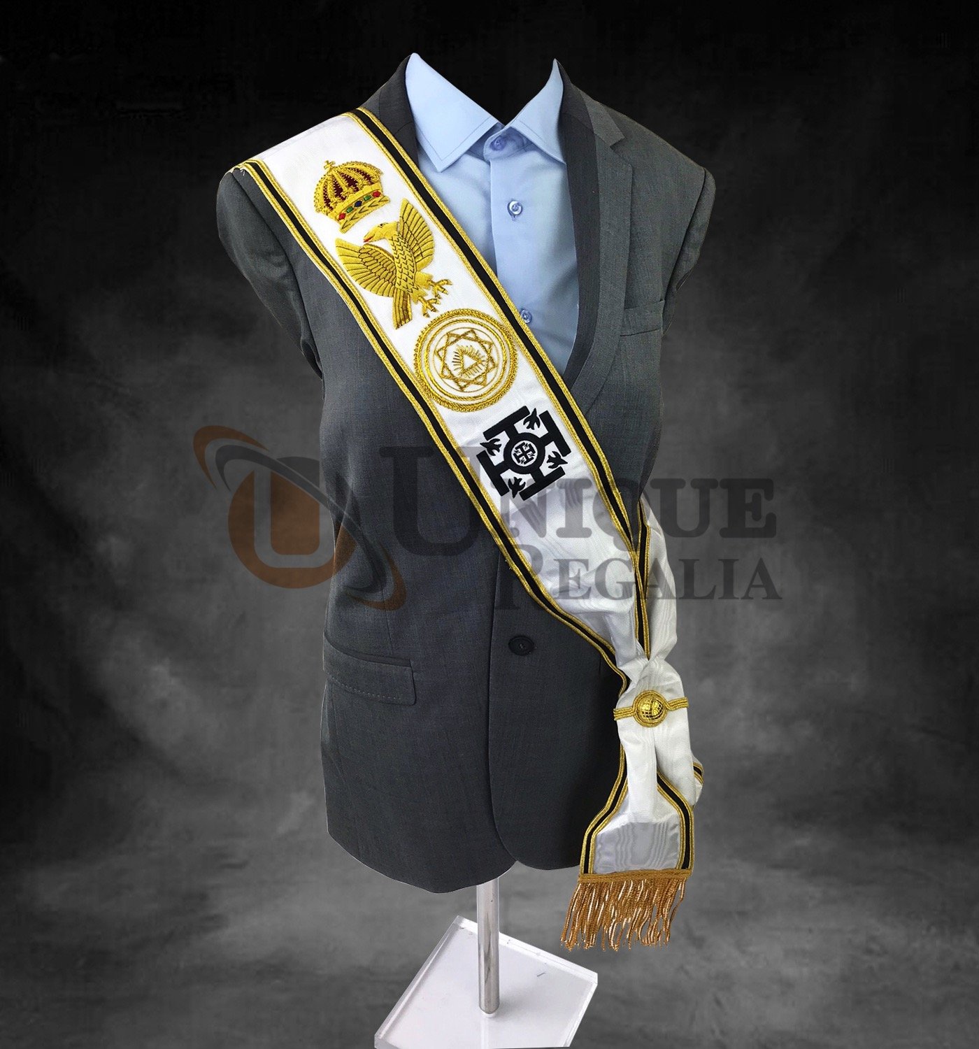 Red Cross of Constantine Grand Sash - Hand Embroidered RCC Sash for Masonic Ceremonies & Knight Templar Events