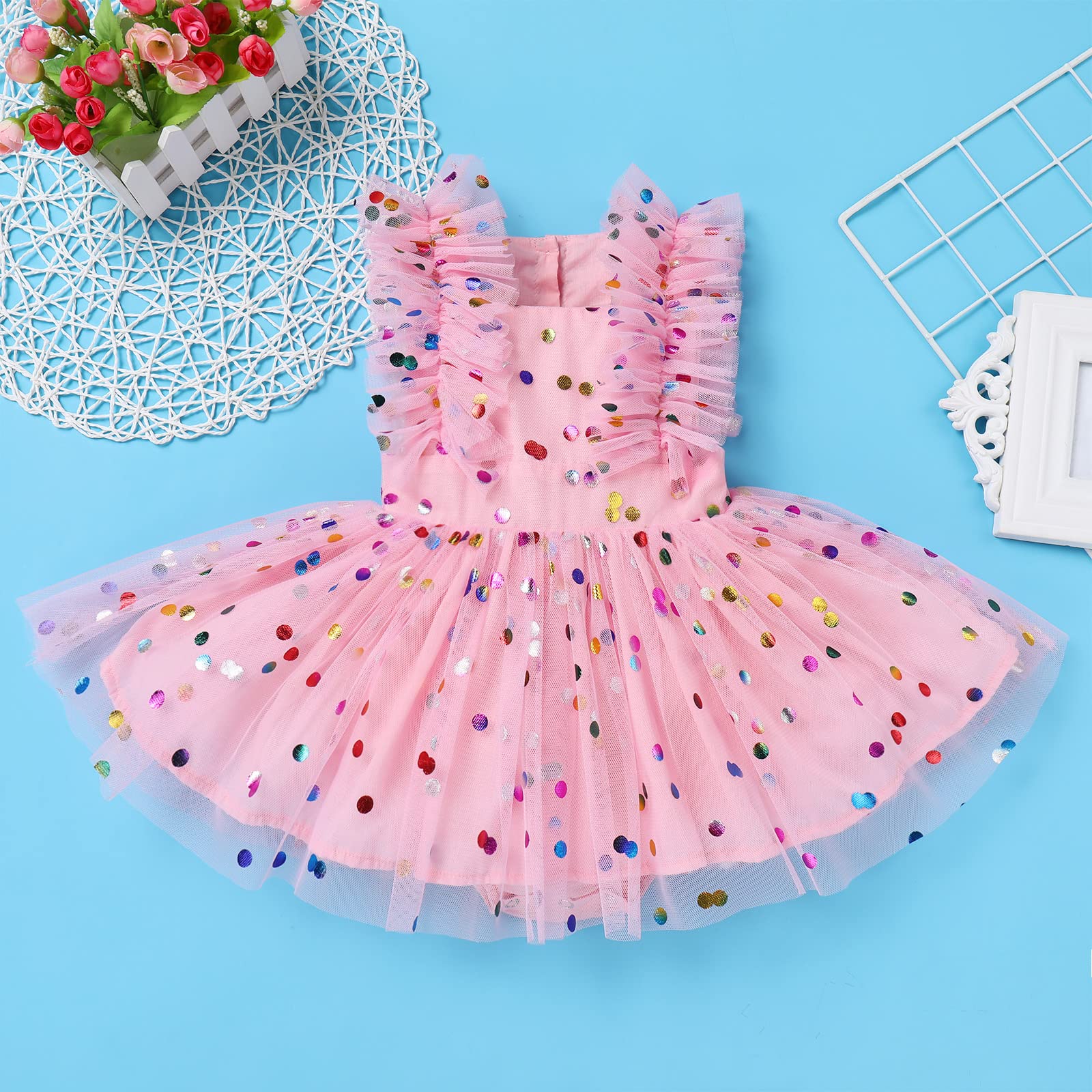 Newborn Baby Girls Tulle Romper Dress - Soft Tutu Bodysuit for Toddler Girls | Birthday Outfit, Photography Clothes & Summer Party Dress for Special Occasions