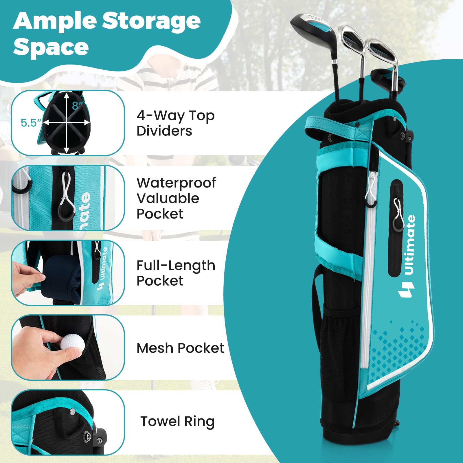 GYMAX Kids Golf Club Set - Right Handed Junior Golf Clubs for Boys & Girls Ages 3-12 with 4/6 Clubs & Stand Bag | Perfect for Backyard Practice, Driving Range & Junior Golf Tournaments