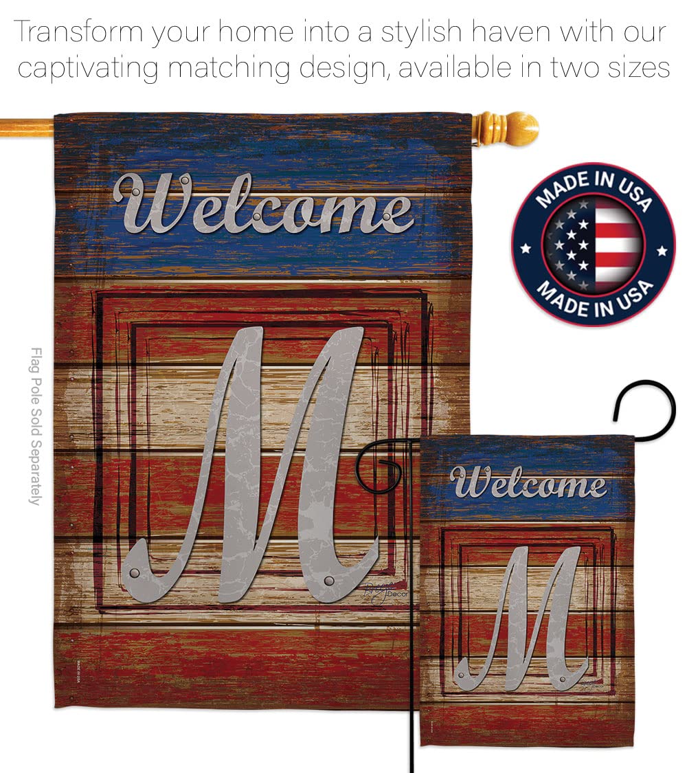 Patriotic M Initial Garden Flag 13x18.5in - USA Decor for Outdoor & Home