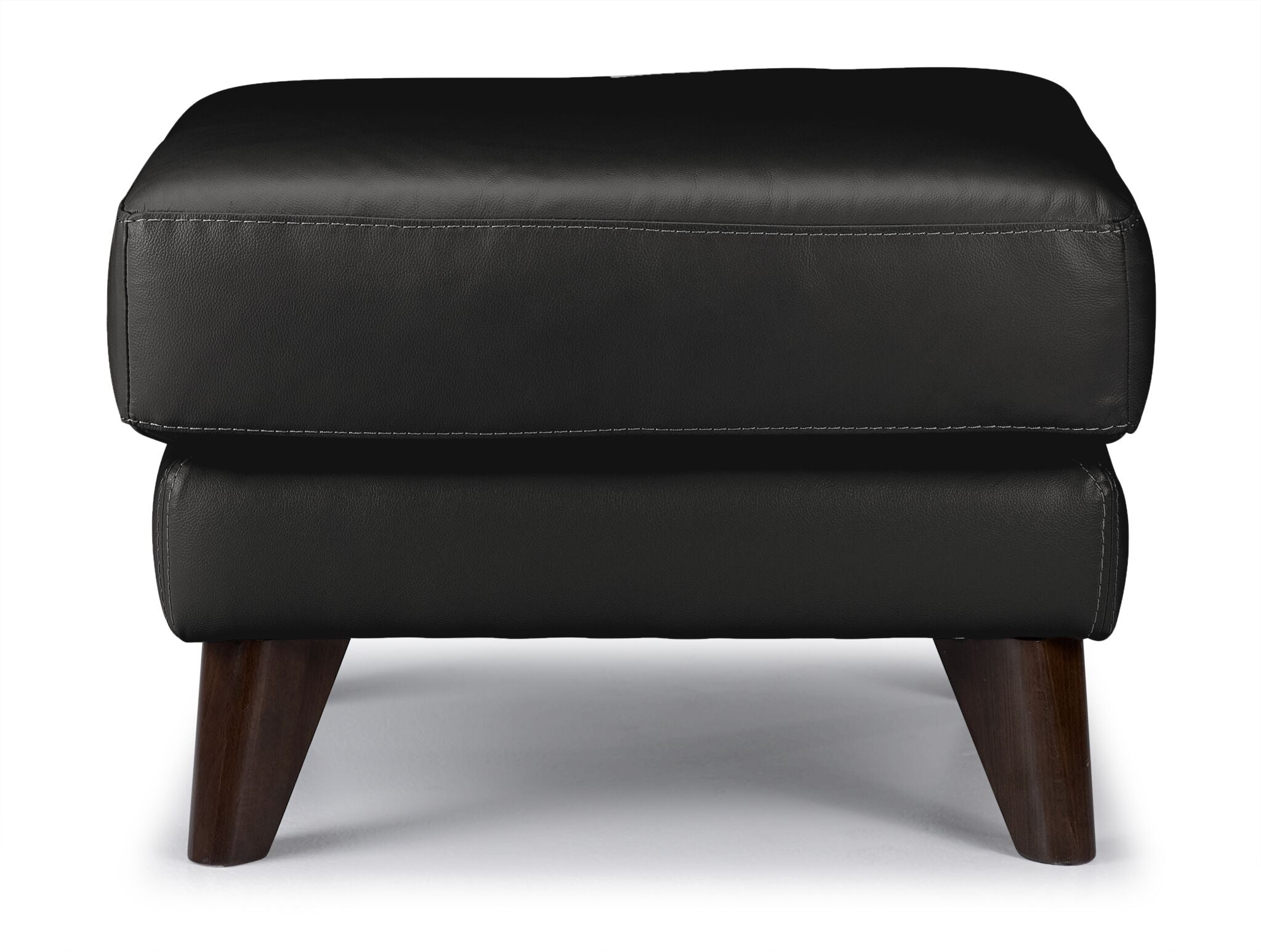 Braylon Genuine Leather Ottoman - Classic Black Footrest Stool for Living Room, Bedroom & Office - Durable & Stylish Home Decor