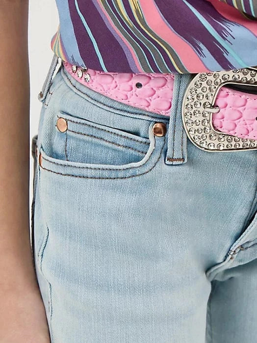 Wrangler X Lainey Wilson Bleached Girls Boot Hugger Jeans - Stylish Denim for Everyday Wear & Country Outfits