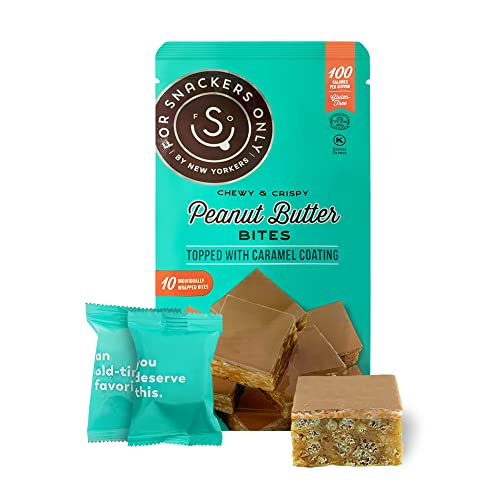Gluten-Free Vegan Peanut Butter Bites with Caramel Coating | Dairy-Free Kosher Snack | 100-Calorie Individually Wrapped Pack of 10 | Perfect for Healthy On-the-Go Snacking, Lunch Boxes & Office Treats
