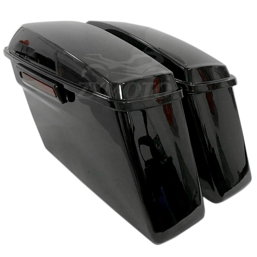 ZXMOTO Vivid Black Hard Saddlebags for Harley Touring Models (2014-2020) - FLT, FLHT, FLHTCU, FLHRC, Road King, Road Glide, Street Glide | Durable Motorcycle Luggage with Mounting Hardware | Perfect for Long Rides & Road Trips