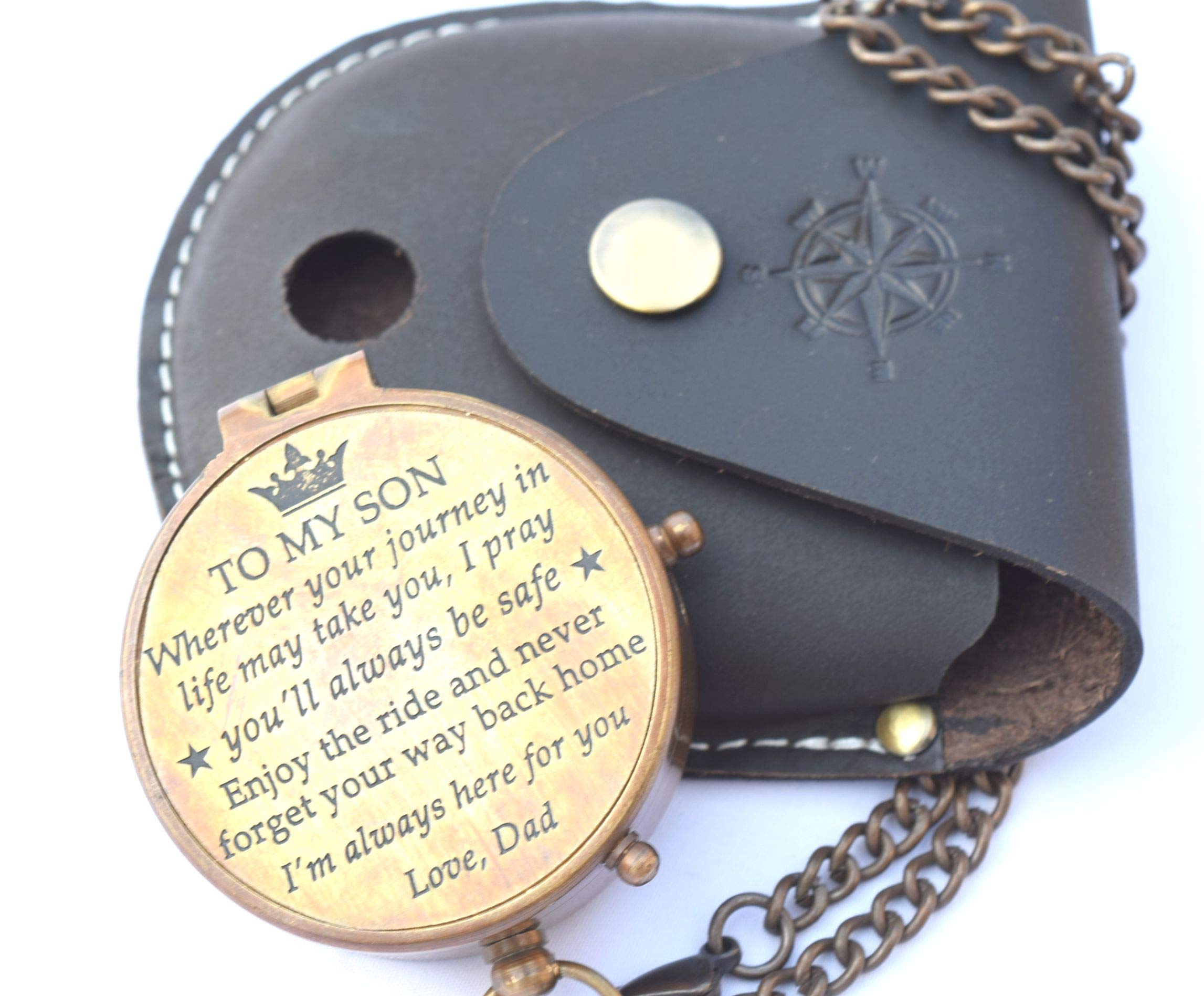 Personalized Compass Gift for Son - Engraved Dad to Son Keepsake - Unique Graduation, Birthday & Confirmation Gifts for Boys - Perfect for Outdoor Adventures & Special Occasions