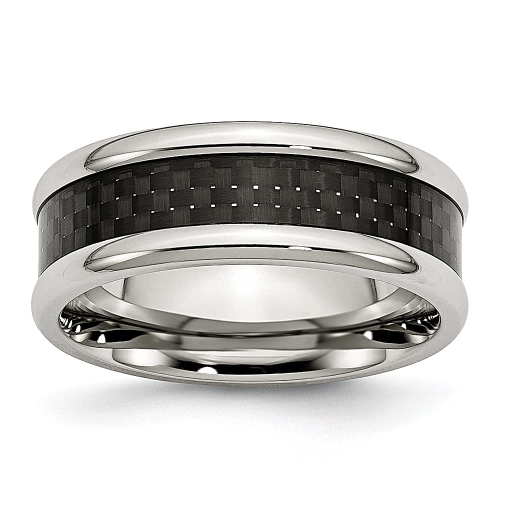 ICE CARATS 8mm Stainless Steel Black Carbon Fiber Inlay Wedding Band Ring - Durable Fashion Jewelry for Women, Perfect Anniversary Gift for Her - Ideal for Weddings, Engagements & Special Occasions