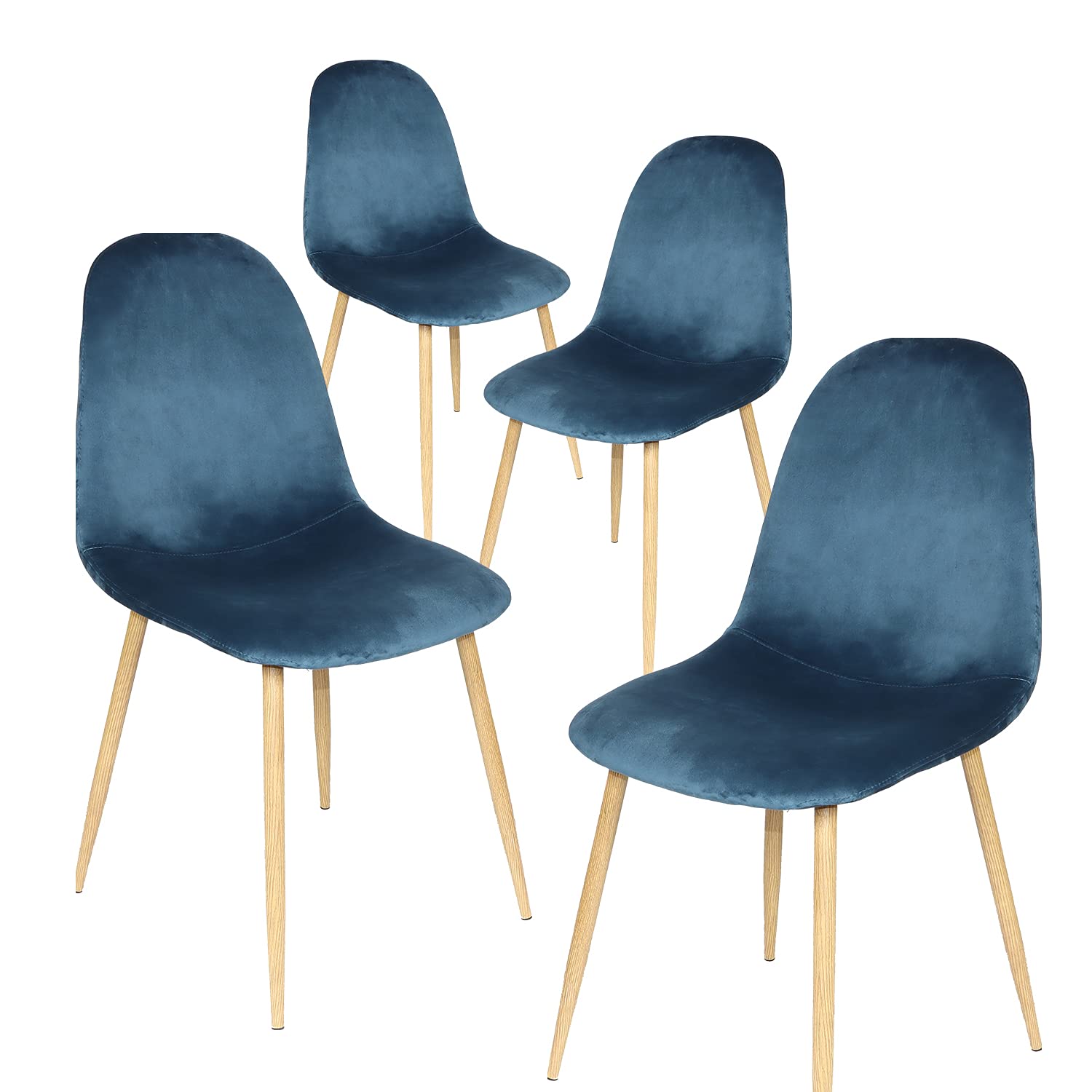 AXCELLENT Mid Century Modern Velvet Upholstered Dining Chair Set of 4 - Dark Blue Kitchen & Restaurant Chairs for Home, Cafe, and Living Room | Comfortable Seating for Dining Areas, Breakfast Nooks & Small Spaces