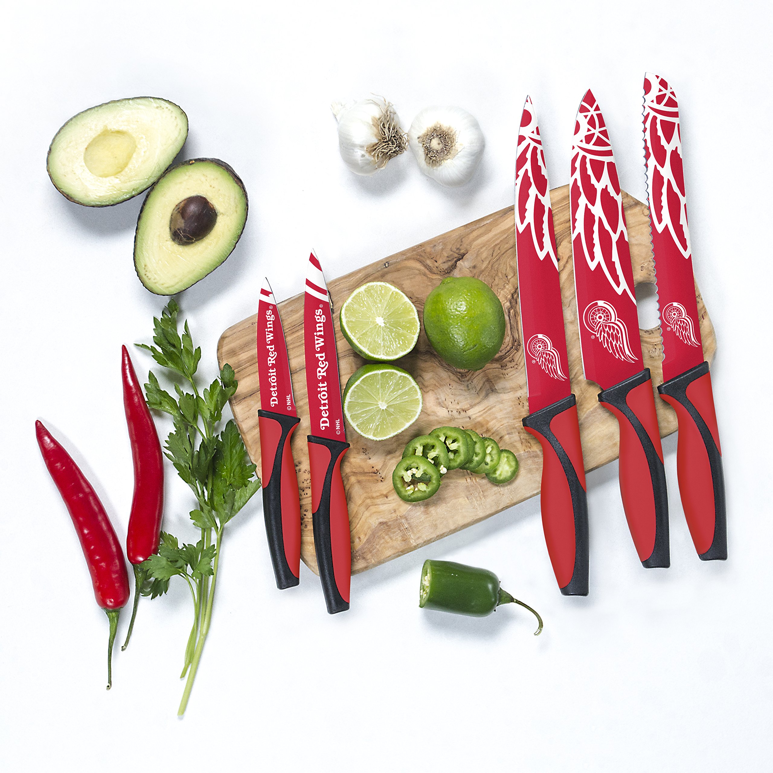 Premium NHL-Themed 5-Piece Kitchen Knife Set - Professional Chef, Bread, Carving, Utility & Paring Knives - Stainless Steel Dishwasher Safe Cutlery - Perfect Gift for Hockey Fans & Home Cooks - Great for Game Day Food Prep & Entertaining