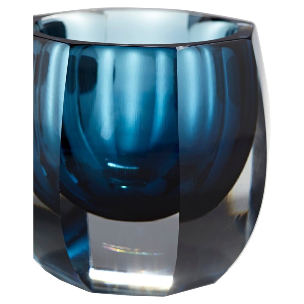 Cyan Design 11253 Azure Opulence Vase - Small Blue & Clear Glass Vase for Home Decor, Wedding Centerpieces, and Tabletop Display