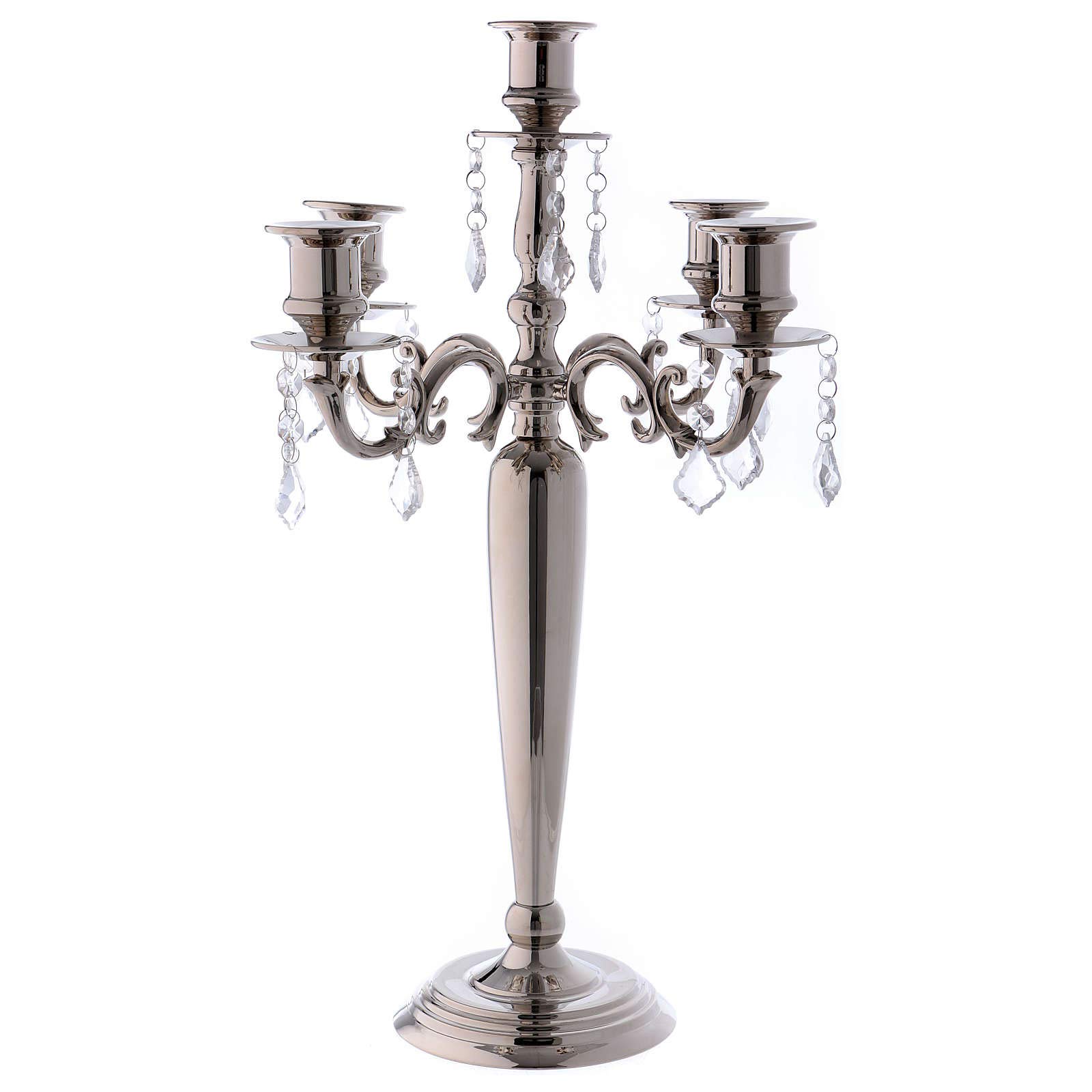 5-Flame Nickel Candle Holder - 38x55cm for Dining Table, Wedding Centerpiece & Home Decor