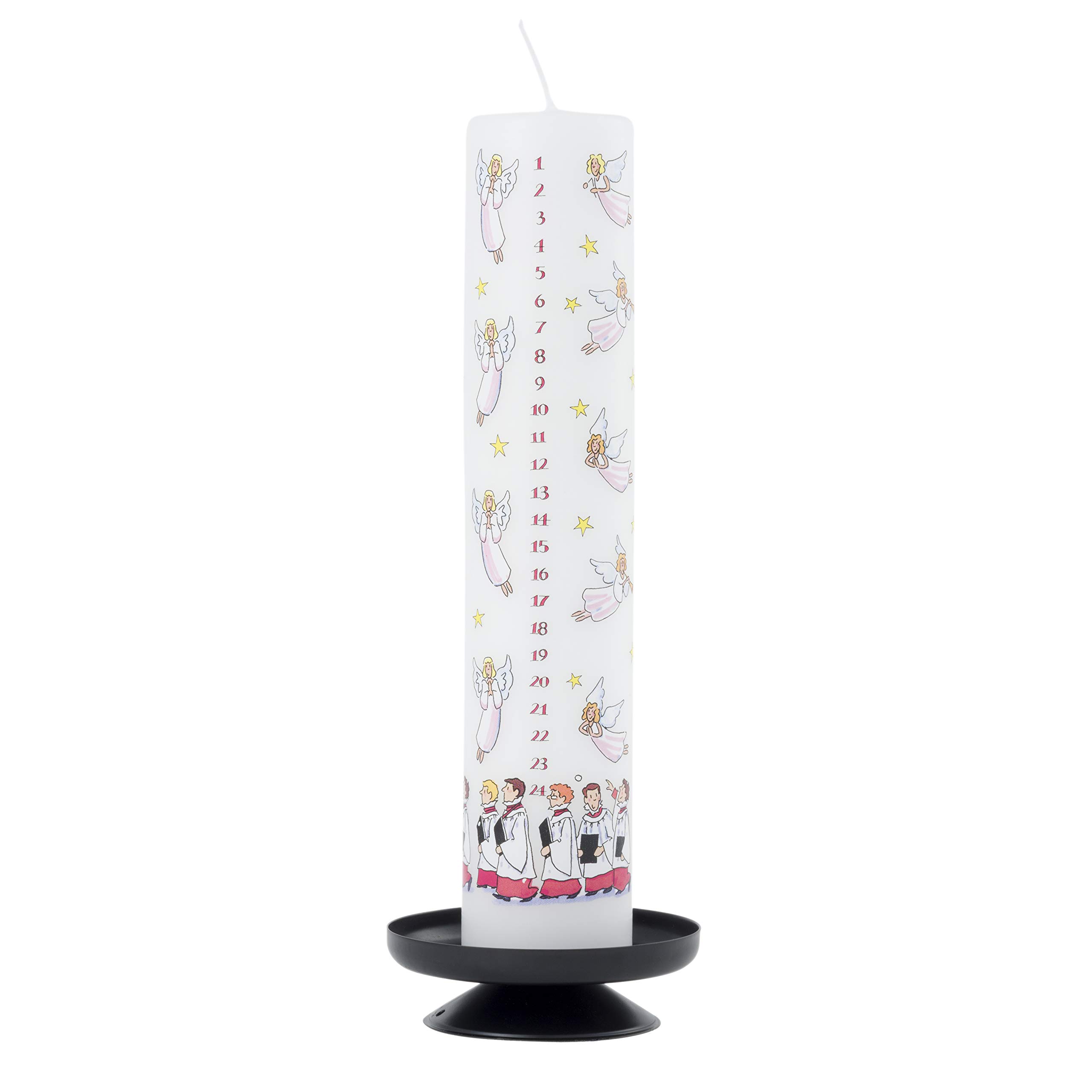 Handmade Unscented Christmas Advent Calendar Candle - 50 Hour Burn Time Traditional Countdown Candle with Red-Robed Choir Boys Design - Made in England - Perfect for Holiday Decorations, Gift Giving & Christmas Eve Celebrations