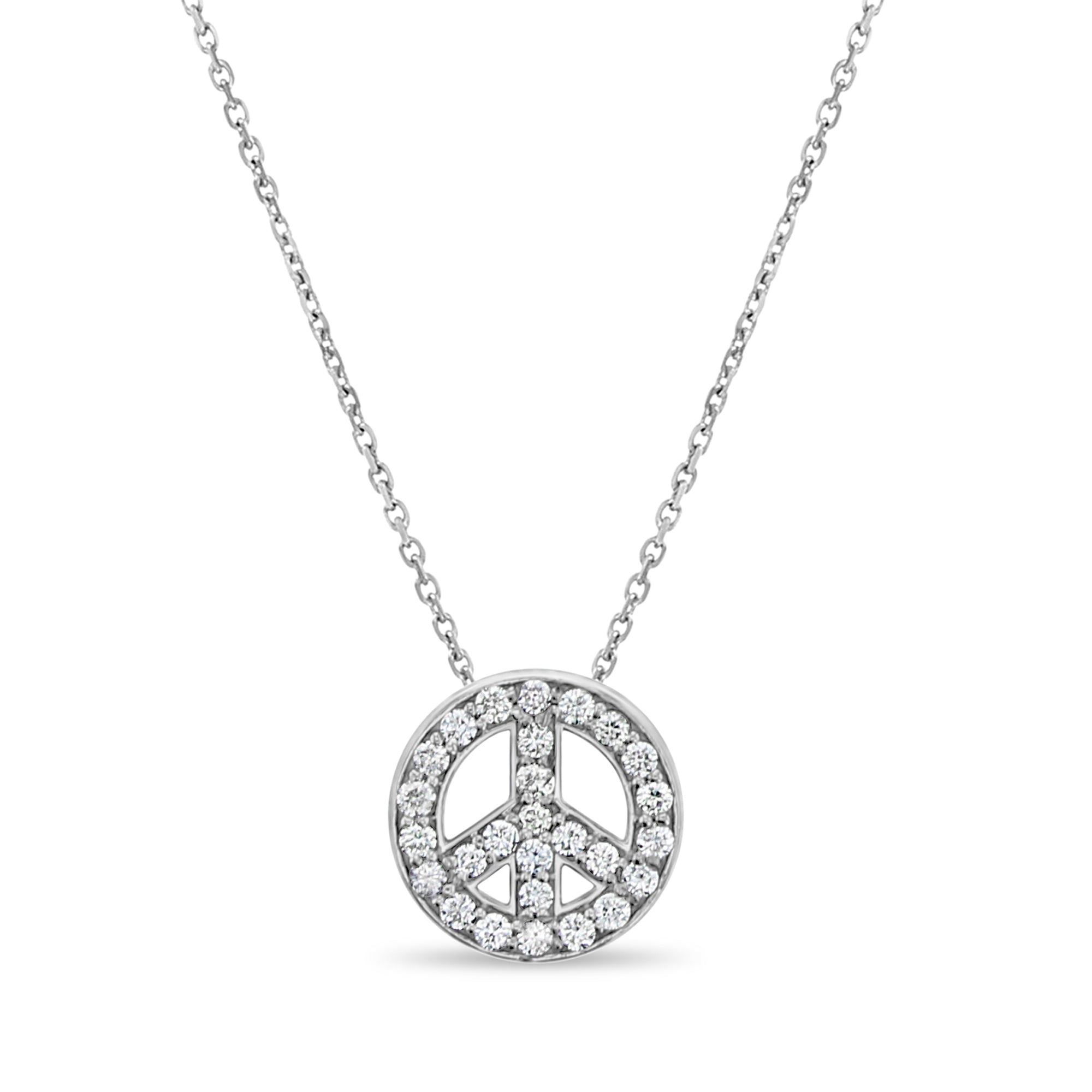 0.5 Carat Diamond Peace Symbol Pendant Necklace in 14K White Gold - Elegant Jewelry Gift for Women, Perfect for Anniversaries & Special Occasions