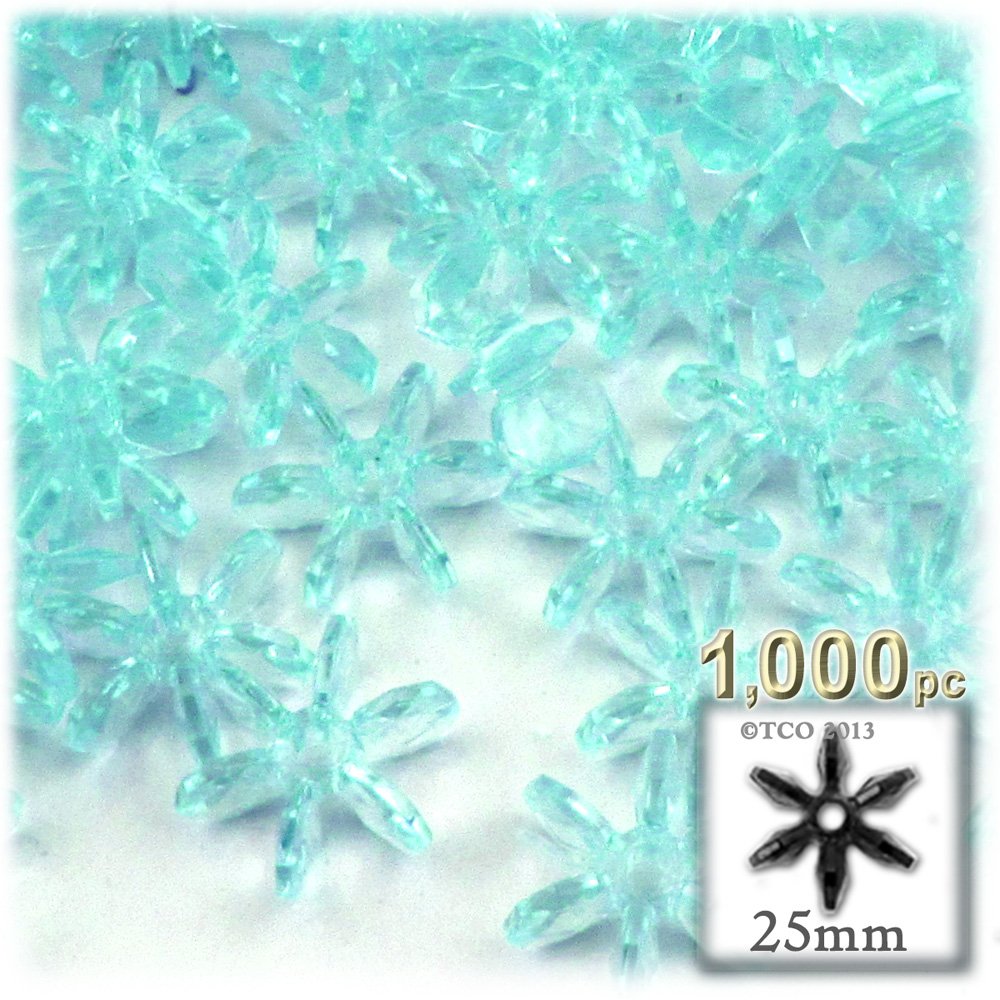 1,000pc Faceted Plastic Transparent Beads - 25mm Raspberry Red Starflake Beads for Jewelry Making, DIY Crafts, and Holiday Decorations
