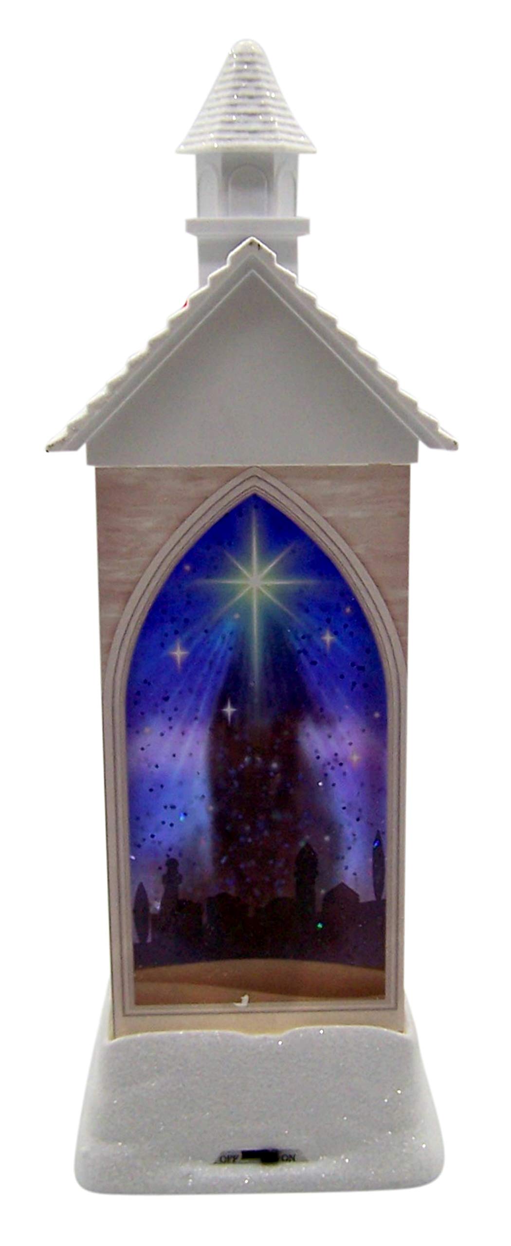 Gerson 12-Inch Lighted Spinning Water Globe Church with Timer - Perfect for Christmas Decorations, Home Décor & Gift Giving
