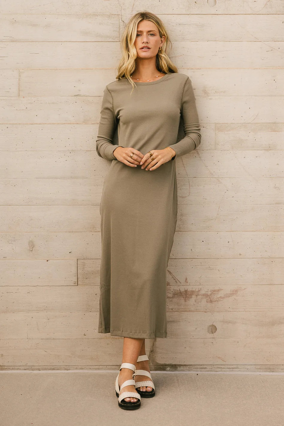 Hollis Ribbed Knit Olive Green Dress for Women - Slim Fit Stretchy Bodycon Midi Dress - Perfect for Casual Wear, Office, Date Night & Special Occasions