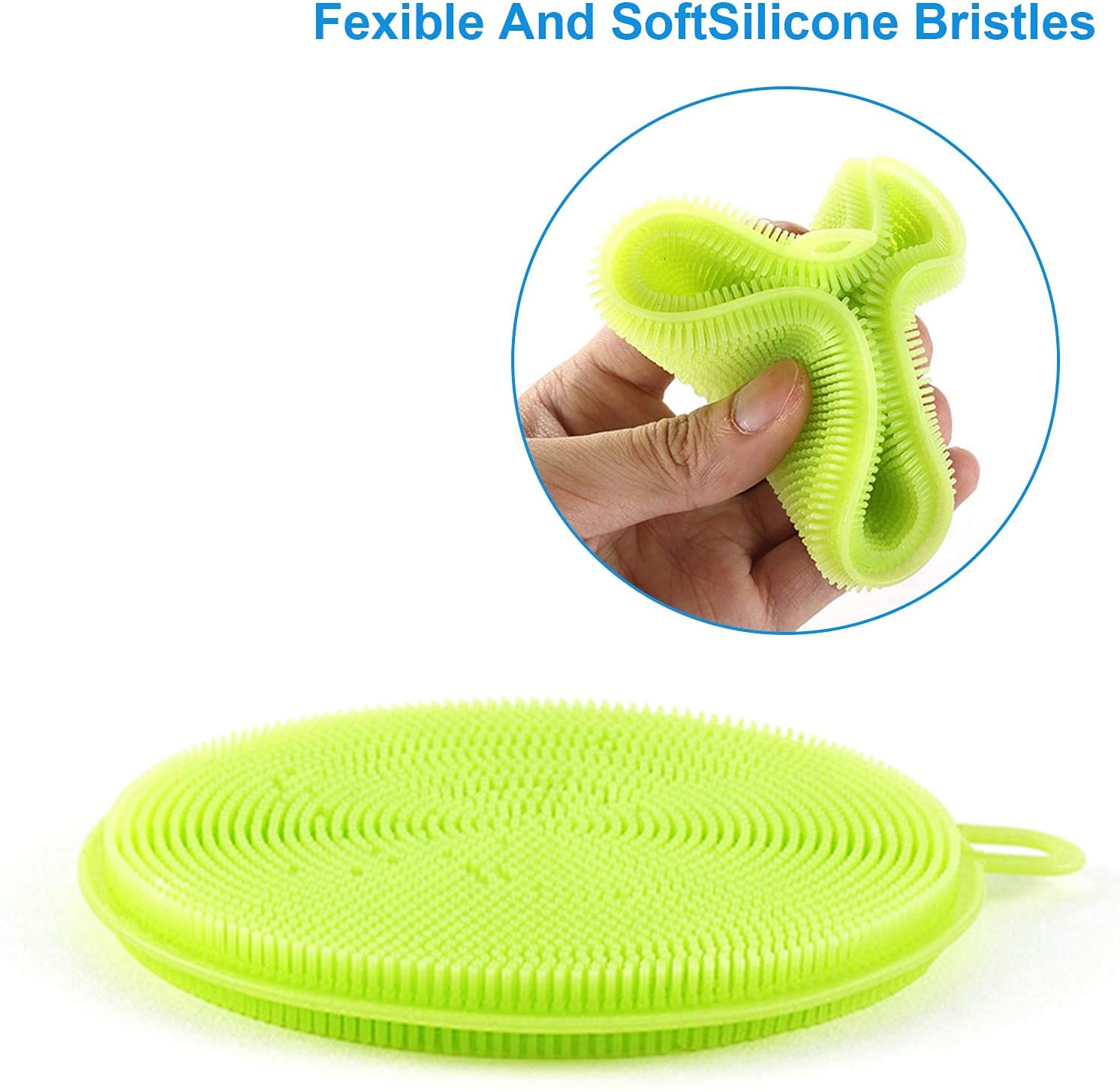 Eco-Friendly Silicone Dish Sponge Set - 5pcs Non-Scratch Kitchen Cleaning Sponges, Reusable Dish Washing Brush Alternative for Gentle Cleaning - Perfect for Daily Dishwashing, Pots, Pans & Delicate Cookware