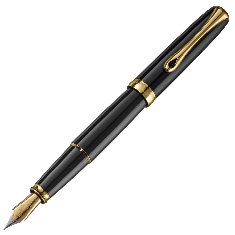 Premium Diplomat Excellence A2 Fountain Pen - Black Lacquer with Gold Trim for Business, Gifting & Luxury Writing Experience