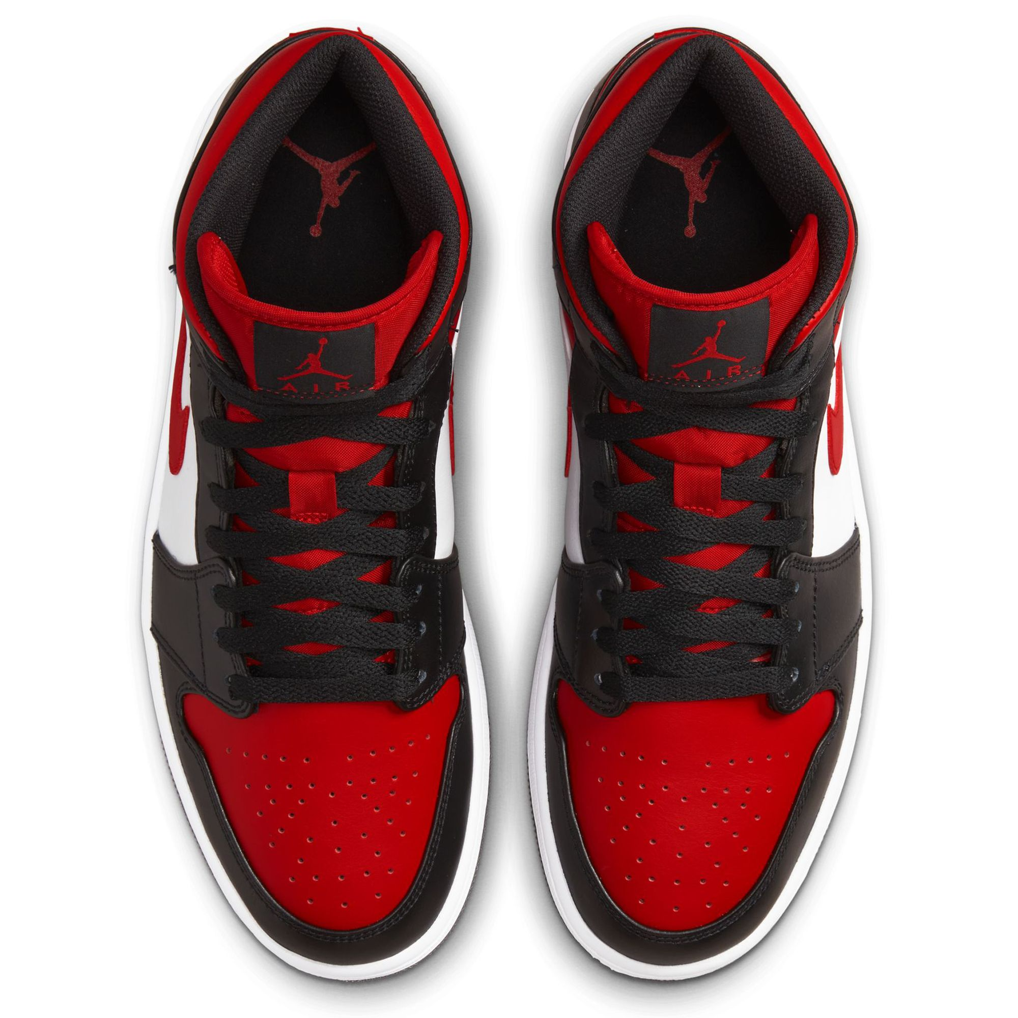 Nike Men's Air Jordan 1 Mid Basketball Shoes - Black/Fire Red/White - High-Top Sneakers for Casual Wear, Street Style & Court Performance