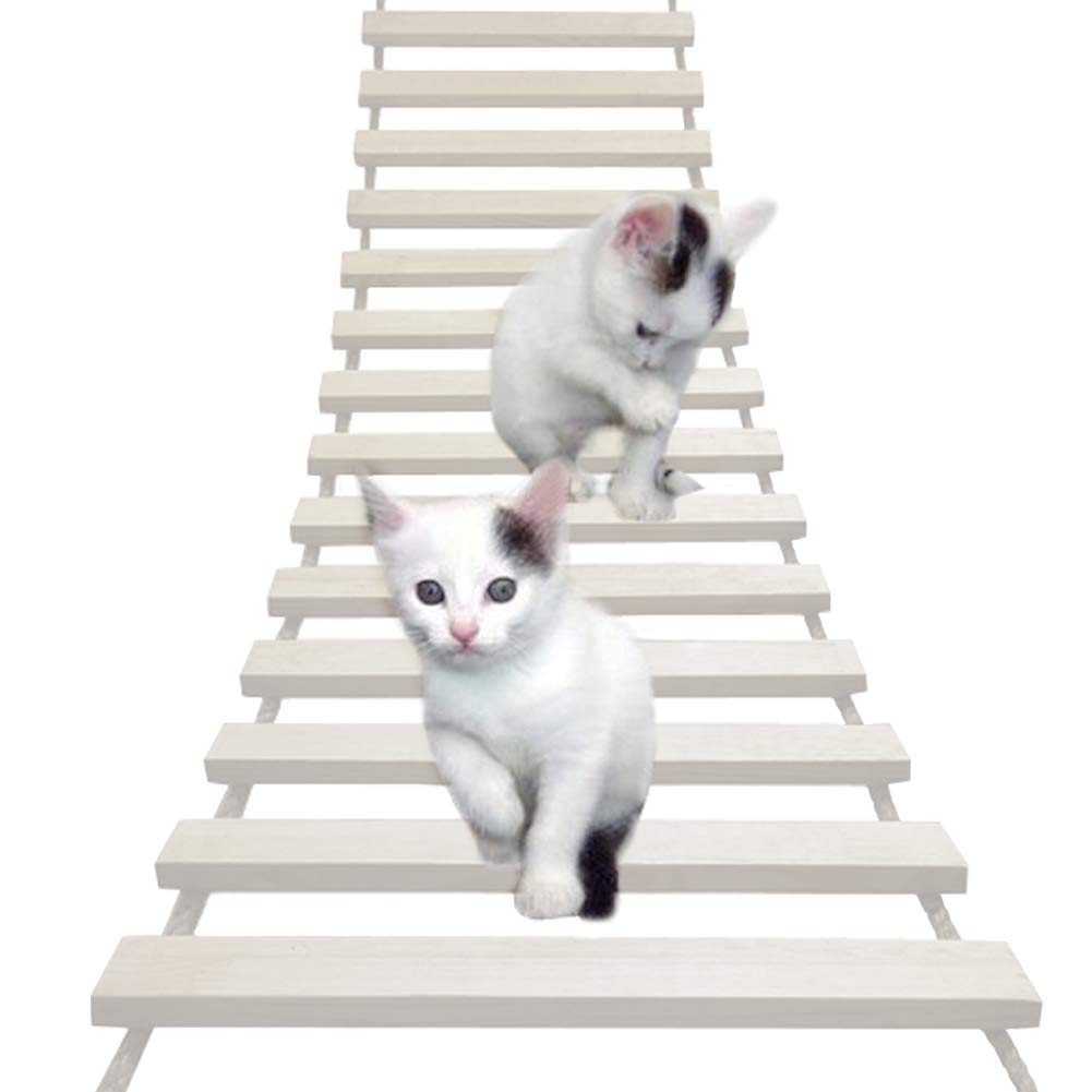 La La Pet® Wooden Cat Bridge & Ladder - Multi-Level Cat Perch, Hammock, Shelf & Climber for Indoor Cats - Kitty Activity Furniture (39.37