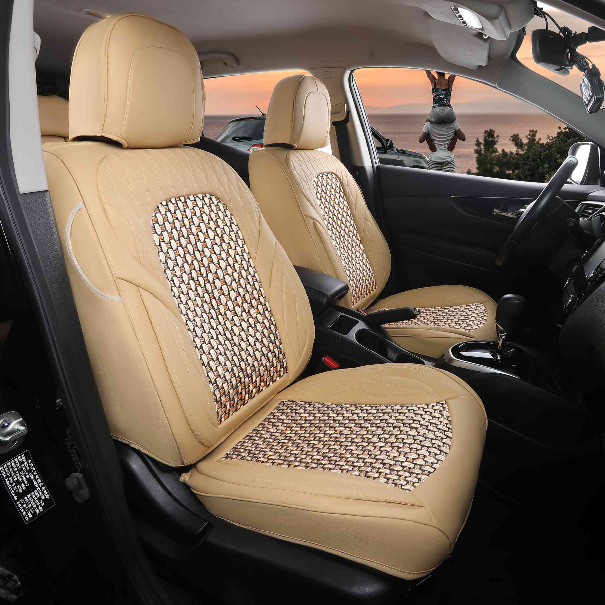 Universal Woven & Leather Car Seat Covers - Premium Fit for Most Vehicles - Waterproof & Anti-Slip Protection for Cars, Trucks & SUVs - Perfect for Commuting, Road Trips & Pet Owners