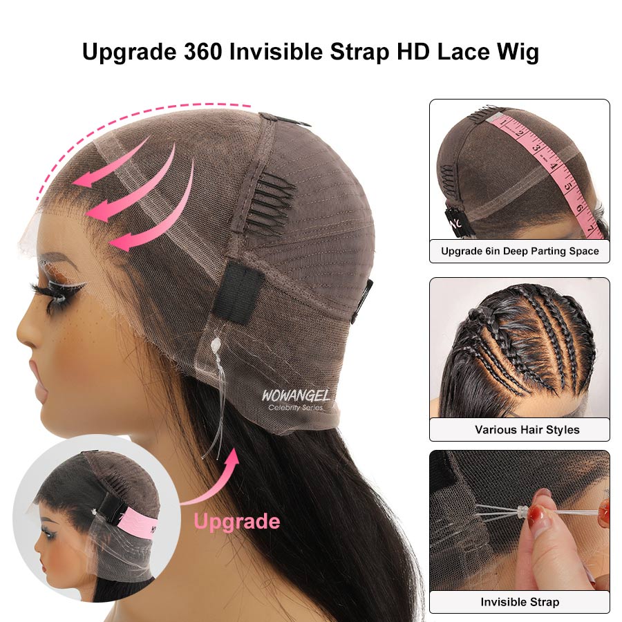 360° Invisible Strap HD Lace Wig - Curly Pre-Plucked with Clean Hairline | Natural-Looking Human Hair Wig for Women | Perfect for Daily Wear, Cosplay & Special Occasions