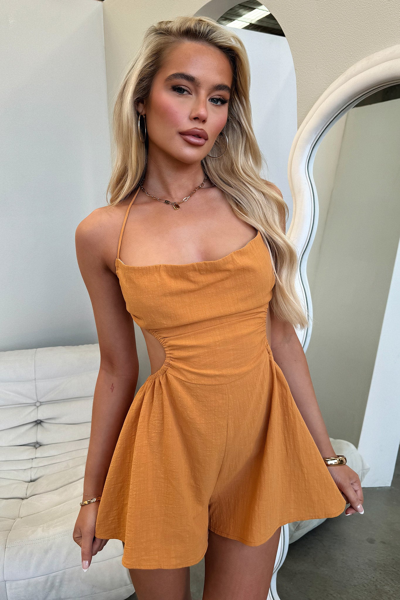 Burnt Orange Playsuit for Women - Stylish One-Piece Jumpsuit | Perfect for Summer Outfits, Beach Vacations, and Casual Wear